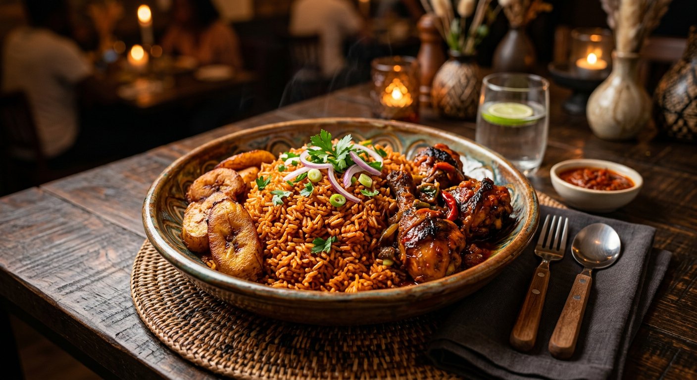 Party Jollof Rice with Chicken &amp; Dodo